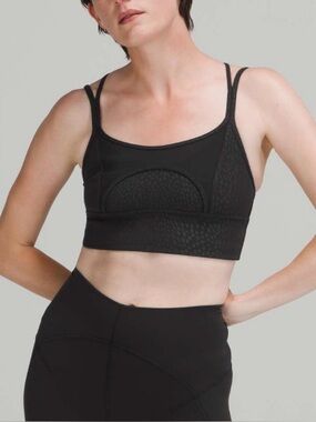 Lululemon Nulu and Mesh Yoga Sports Bra Light Support Jewel Emboss Black